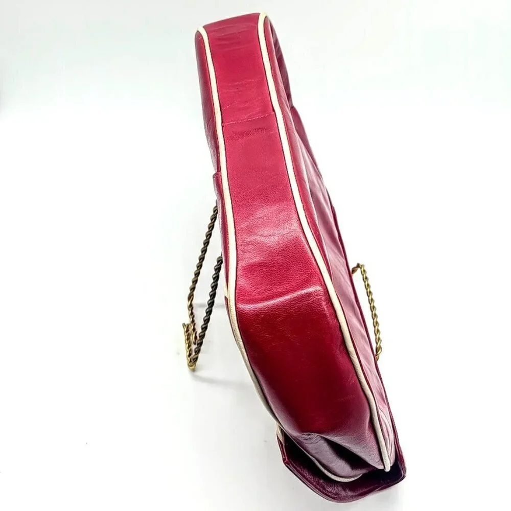 Vintage Barbara Bolan Red Italian Leather Clutch Bag